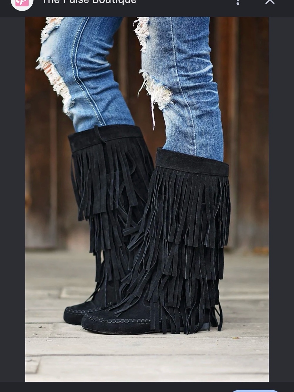 Minnetonka Fringe Boot - Black